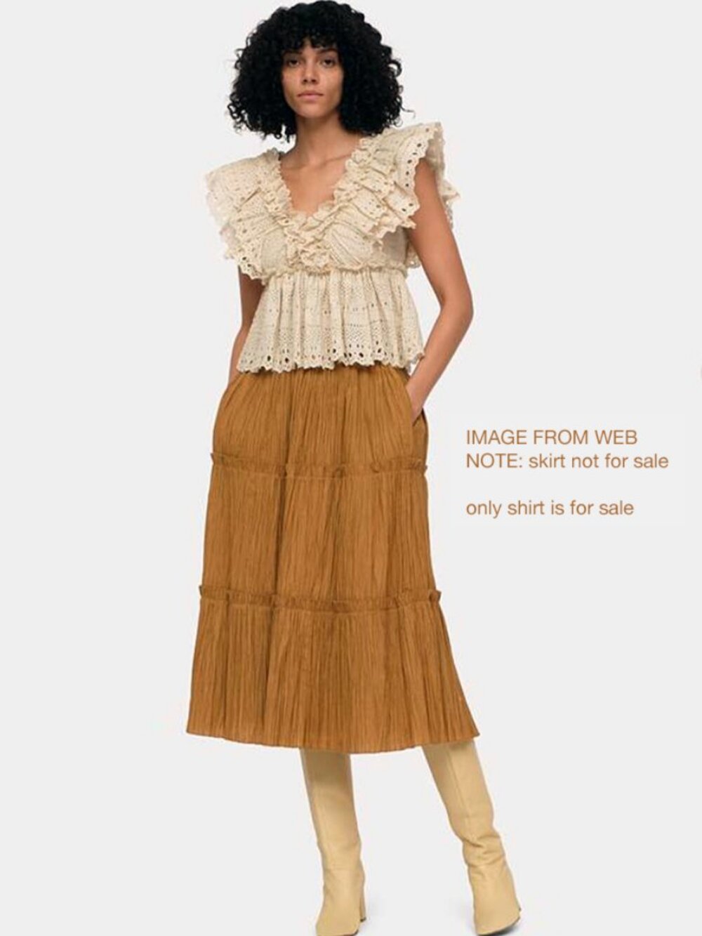 Sea New York Marley Pleated Flutter Sleeve Top in Cream/Natural Size Large - Picture 7 of 9